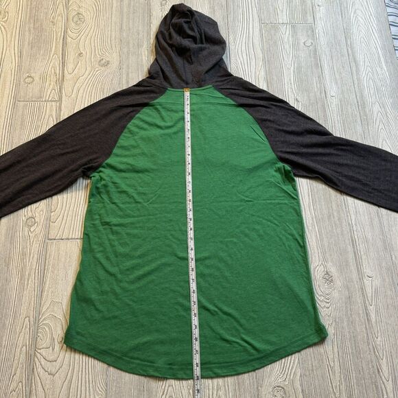 Oregon Ducks Logo LS Raglan Hooded Tee Men’s L Green Gray Box Seat NWT - Picture 10 of 11